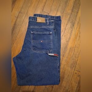 Tommy Hilfiger Men's Dark Blue Relaxed Jeans with Signature Trim